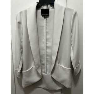 Harlowe &‎ Graham Open 3/4 Sleeve Pockets Easy Blazer in Cream Size XSmall